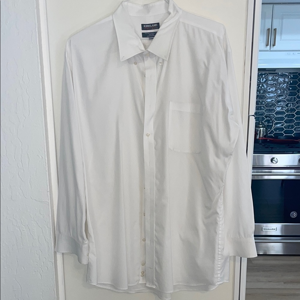 Kirkland Signature White Dress Shirt Traditional Fit Professional 19 34/35